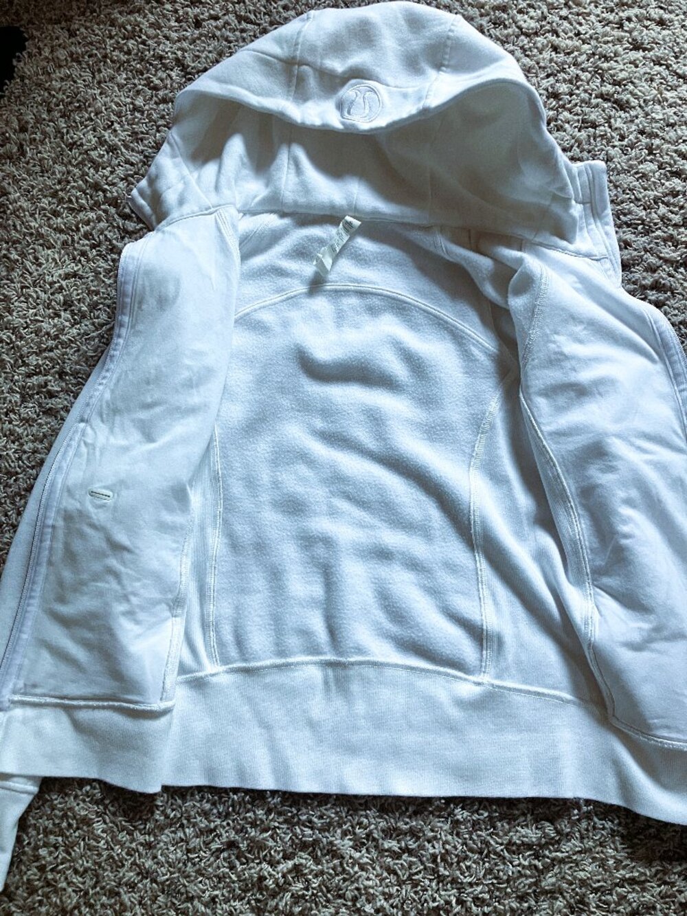 Excellent Condition White Lululemon Athletica Scuba Jacket Hoodie Fleece Sz 4 - Picture 10 of 14